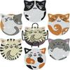 Cat Pattern Rhinestone Coaster Including Stand 6 Pieces Set Handmade Placemats Non-slip Crystal Artificial Diamond