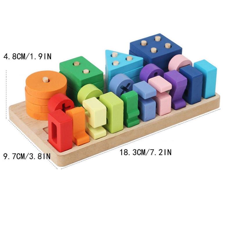 Number Blocks Counting Puzzle Shape Wooden Sensory Toy Toddler Toys Preschool Learning Activities Toys For Ages 18 Months+ Toy Playsets