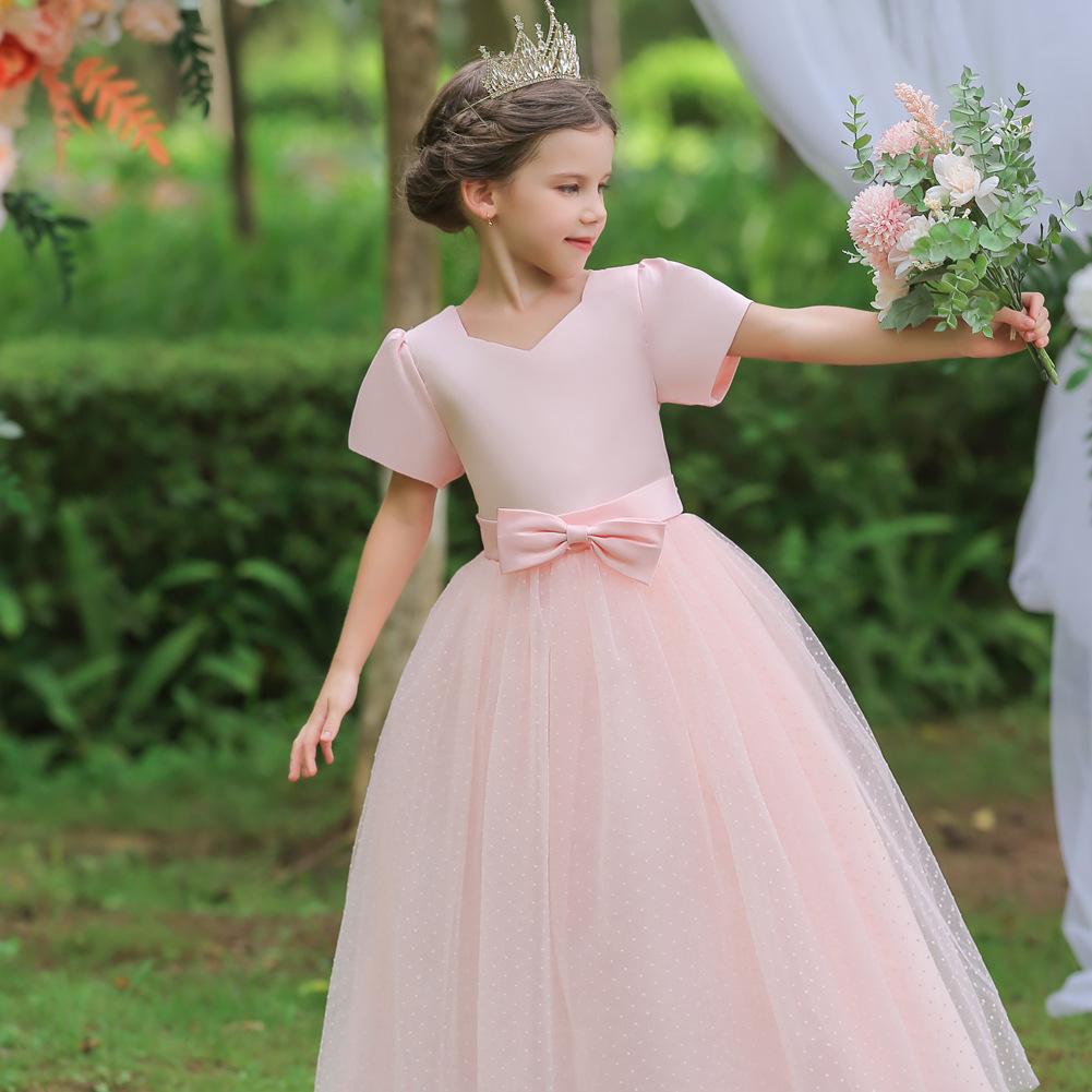 Mädchen Prinzessinnenkleid Klavieraufführung Kostüm Mittlere Große Kinder Bankett Abendkleid Hochzeitskleid Atmungsaktives Mesh Formelles Outfit