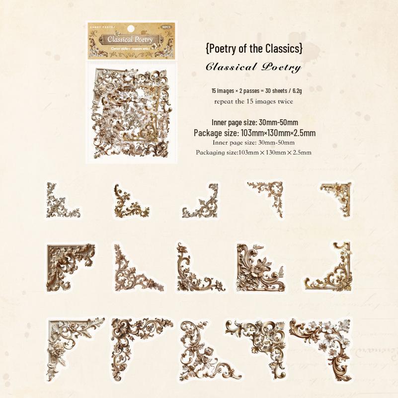 Sugar Poetry Floral Sticker Set – White Ink Museum Series for DIY Journals