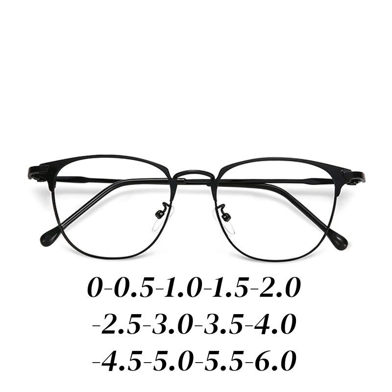 

Men Trendy Oversize Myopia Galsses Female Premium Metal Frame Anti Blue Light Near Sight Eyeglasses Eye Protection Diopter To-6.0 0