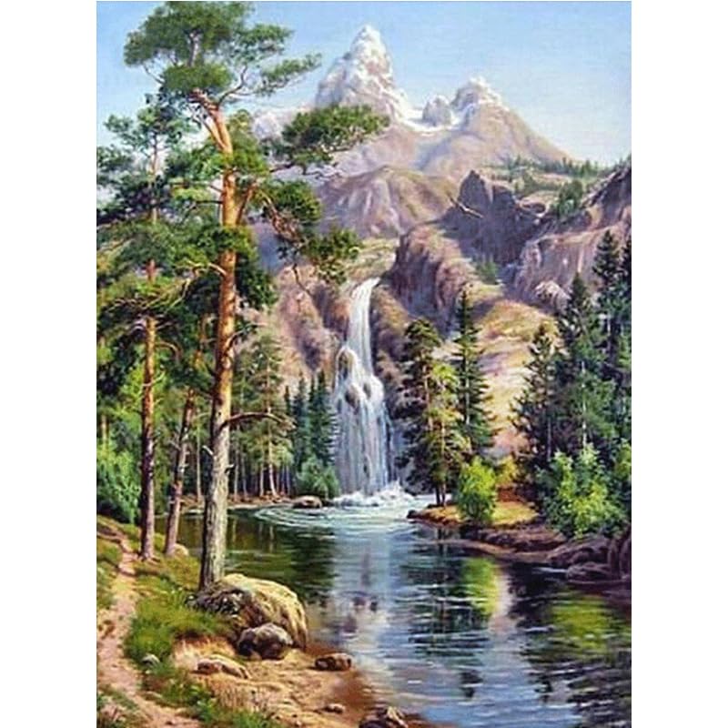 Gofission 11ct Stamp Cross Stitch Kit for Quirky Nature Landscape DIY Cross Stitch Embroidery Set with Wall 30x40cm Adults, Beginner-Friendly,