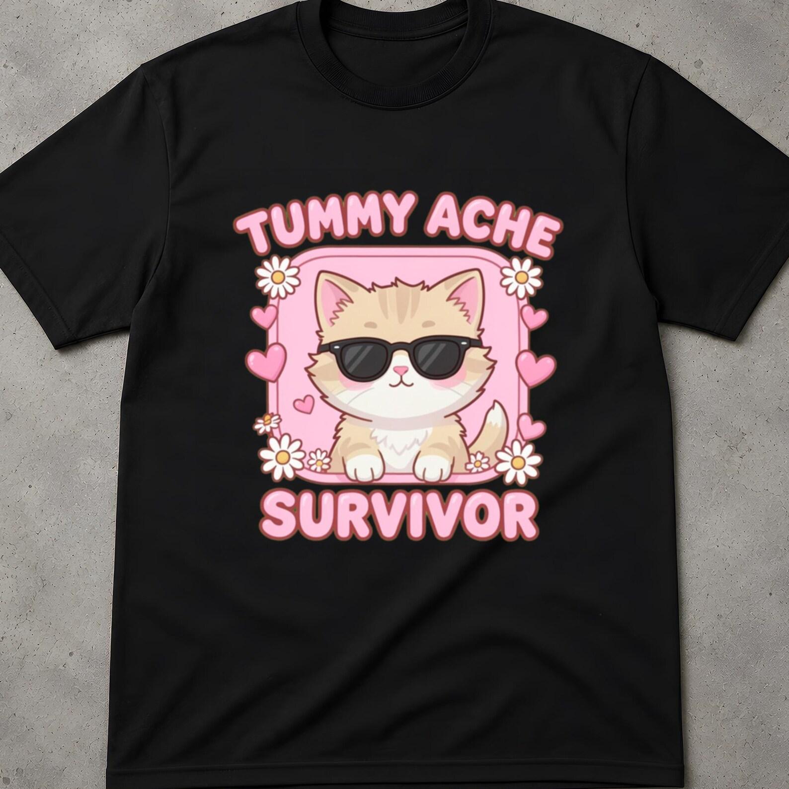 Survivor Meme T Shirt, Tummy Ache Survivor Raccoon, Funny Shirt, I Survived Tummy Ache, Tummy Ache Survivor, Weird Shirts, Unwearable Shirts 3XL