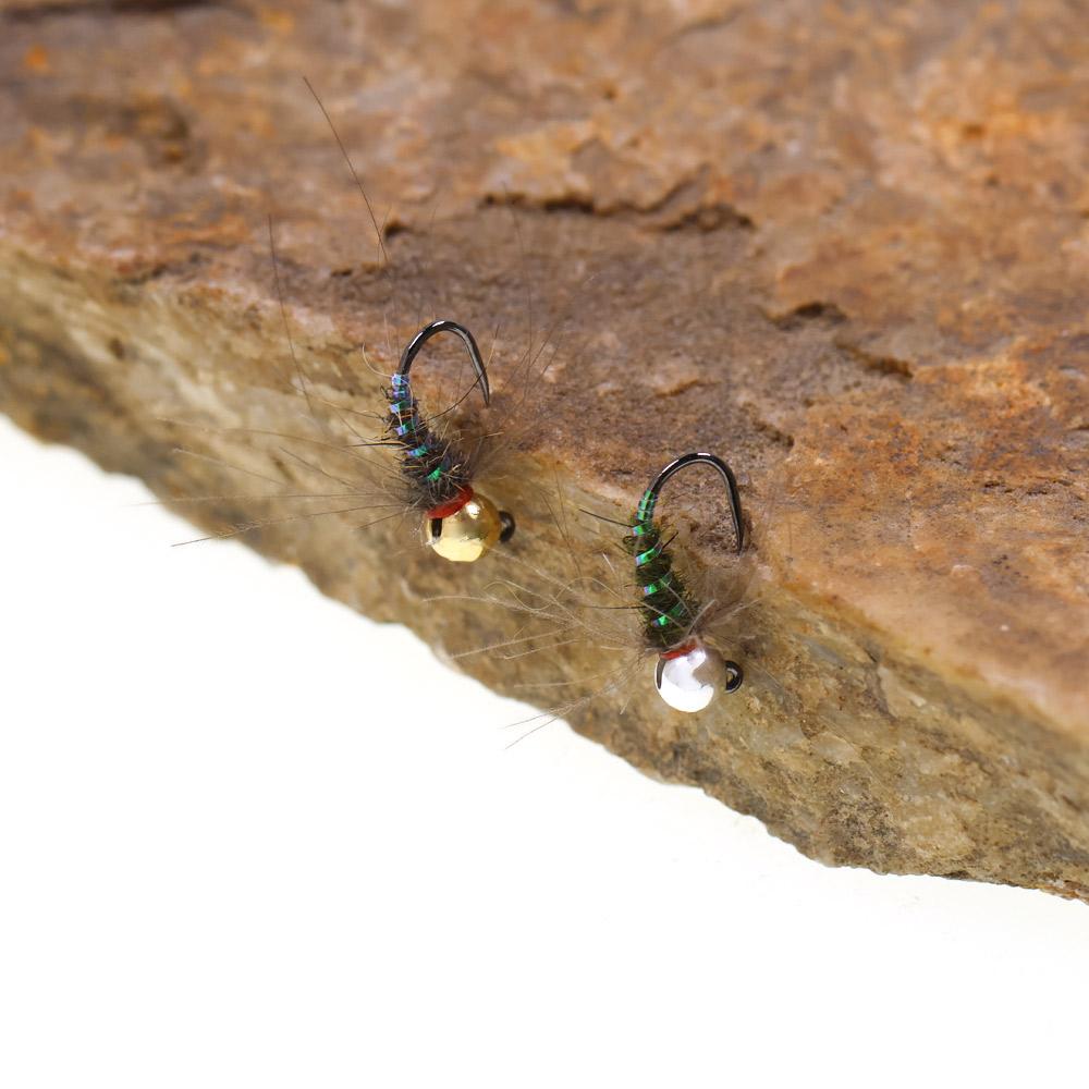 Nimfa Hustler z główką wolframową dla szybkiego tonięcia, pióro CDC, żebrowanie UV, na pstrąga, okonia, wędkarstwo muchowe, rozmiar haczyka 16