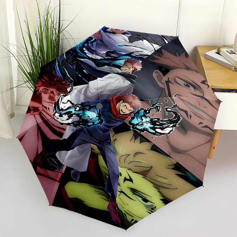 1pc Jujutsu Kaisen Characters Automatic Folding Umbrella Portable 3-Fold Design with Iron Frame, Perfect for Outdoor Use, Festive Gifts, Travel, Daily