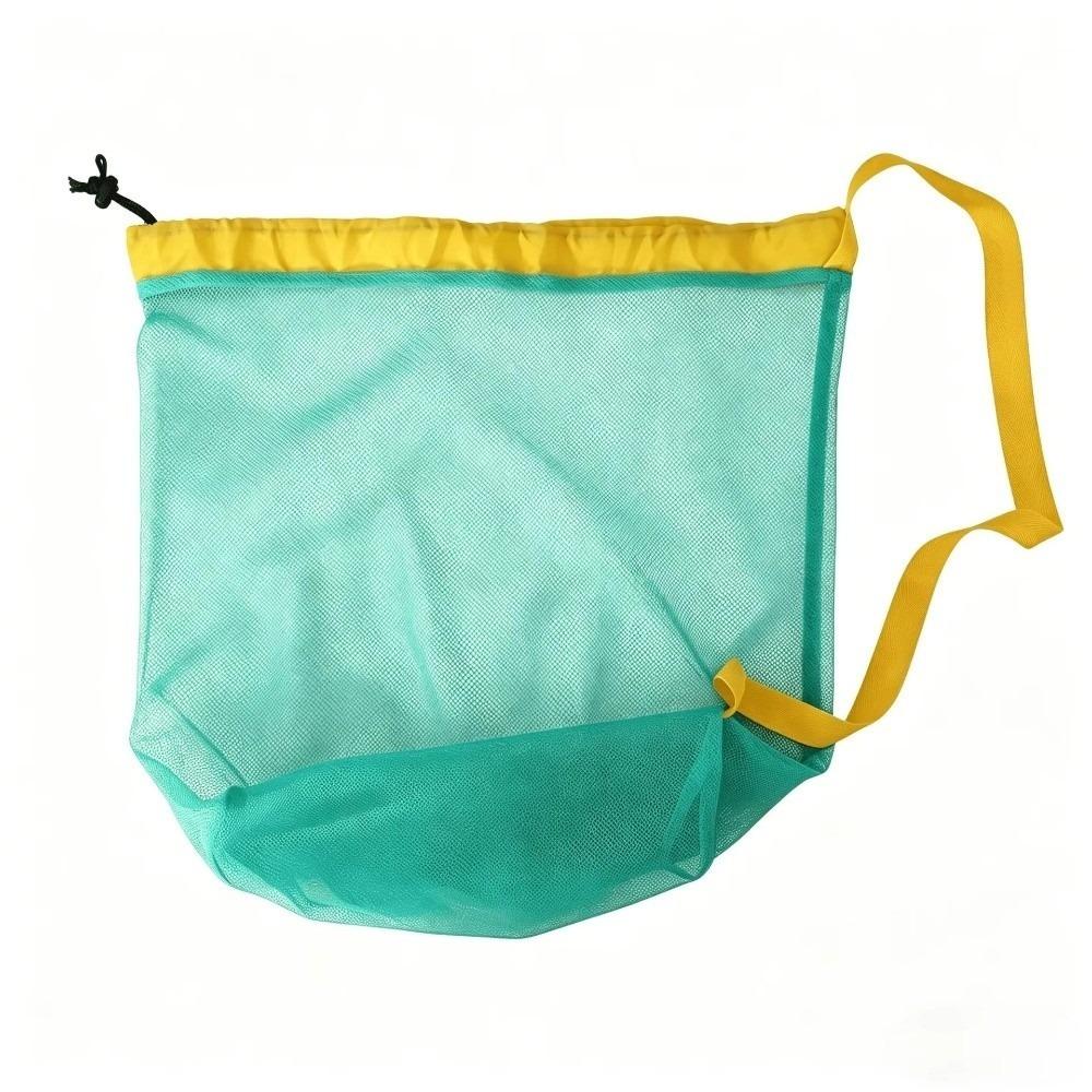 Portable Drawstring Beach Bag Large Capacity Swim Toy Storage Bag Mesh Beach Bag Beach Activities