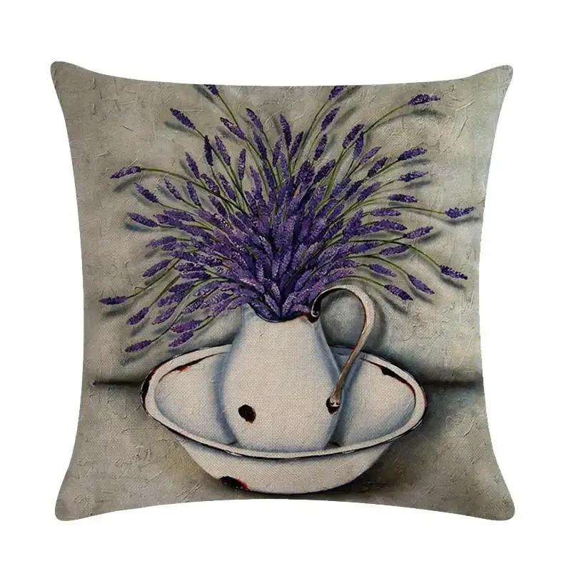 45X45Cm Decorative Throw Pillows Case Purple Lavender Flower Pillowcase Decorations Home Navidad Decor Flower Floral Decor