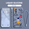 Anime Astronaut Cartoon Art Liquid Left Rope For Xiaomi Redmi 13C 12 12C K60 A1 K50 11 K40 10C 10 9A 9AT 9T 9C 5G Back