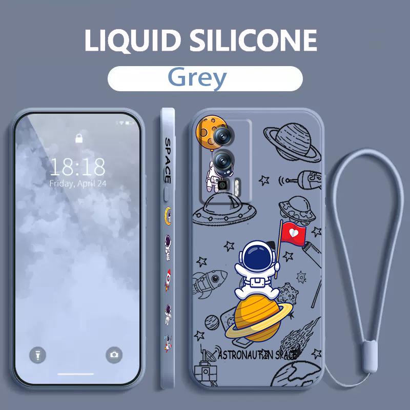 Anime Astronaut Cartoon Art Liquid Left Rope For Xiaomi Redmi 13C 12 12C K60 A1 K50 11 K40 10C 10 9A 9AT 9T 9C 5G Back