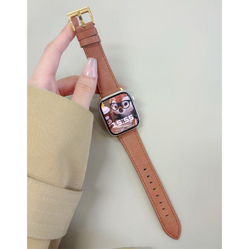 Armband i lammskinn för AppleWatch S10-Mjukt Premium Äkta Läderarmband för IWatch 10/9/8/7/6/5/4/3/2/1/Se/Ultra/Ultra2 49mm 46mm 45mm 44mm 42mm