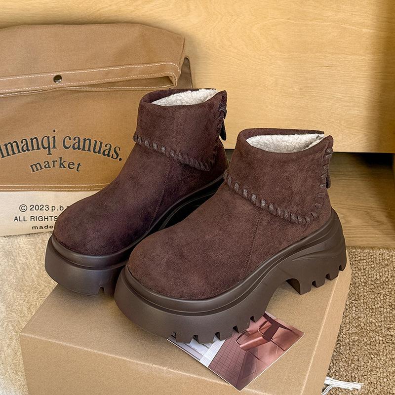 

Женские зимние ботинки на толстой подошве большого размера, утепленные мехом, с подкладкой, ботильоны до щиколотки, нескользящие, для пешего туризма, спортивные ботинки Мартин 40 темно-коричневого