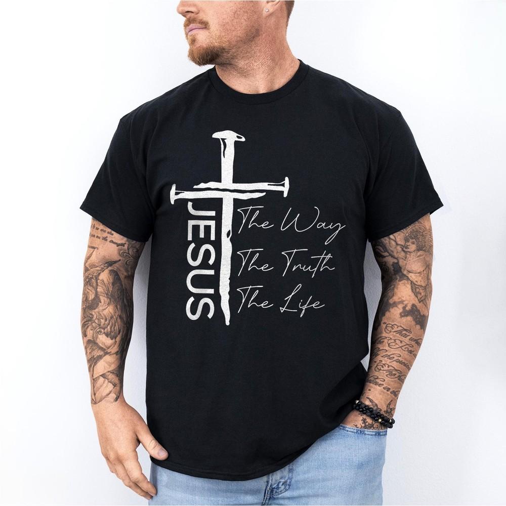 

Christian Faith Graphic T-Shirt - The Way The Truth The Life Cross Design XL