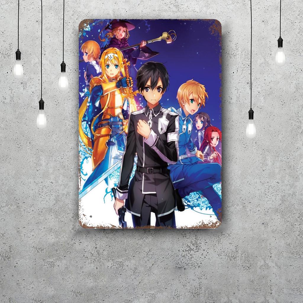 Sword Art Online Vintage Tin Sign Home Decor Wall Decor Art Wall Mural Room Decoration Decor Retro Metal Sign Plate Bar Posters