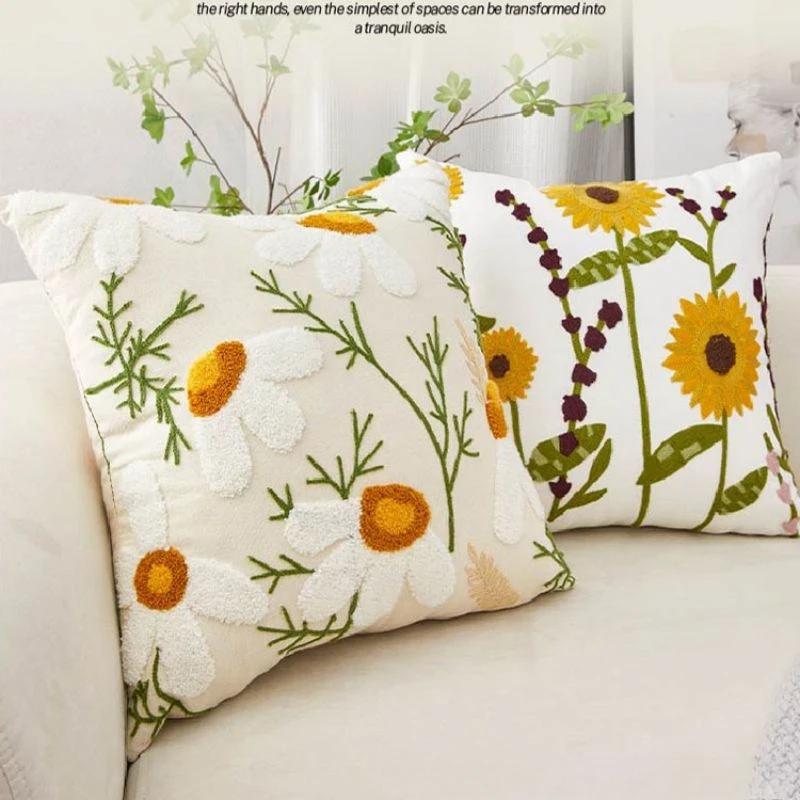 45X45Embroidery Pillowcase Pillow Cover Luxury Flower Nordic Vintage Style Cushion Covers Home Living Room Sofa Couch Seat Decor