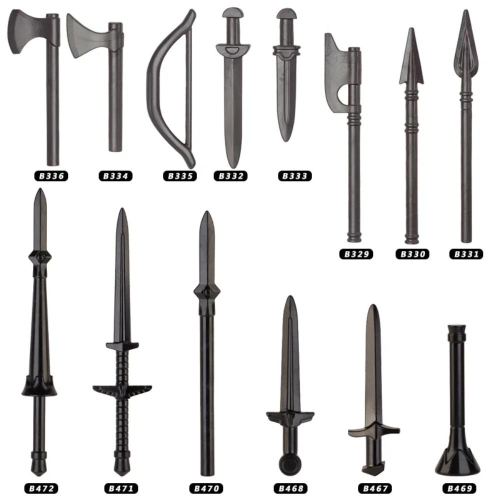 Military Medieval Building Blocks Soldier Warrior Waffen Accessories Sword Battle Axe Hero Villain Series Double-edged Sword Toy