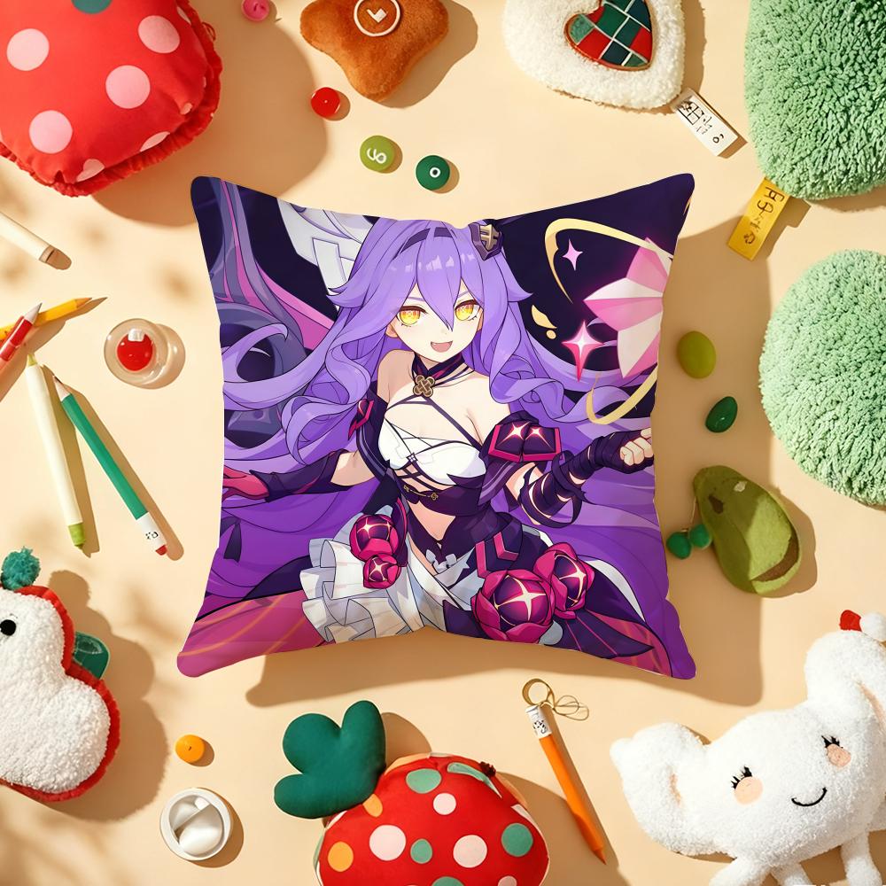 Anime Game HHonkai Impact Cushion Cover Plush Fabric Soft DoubleSided Printed Sofa Warm Winter Home Gift Pillow Cover