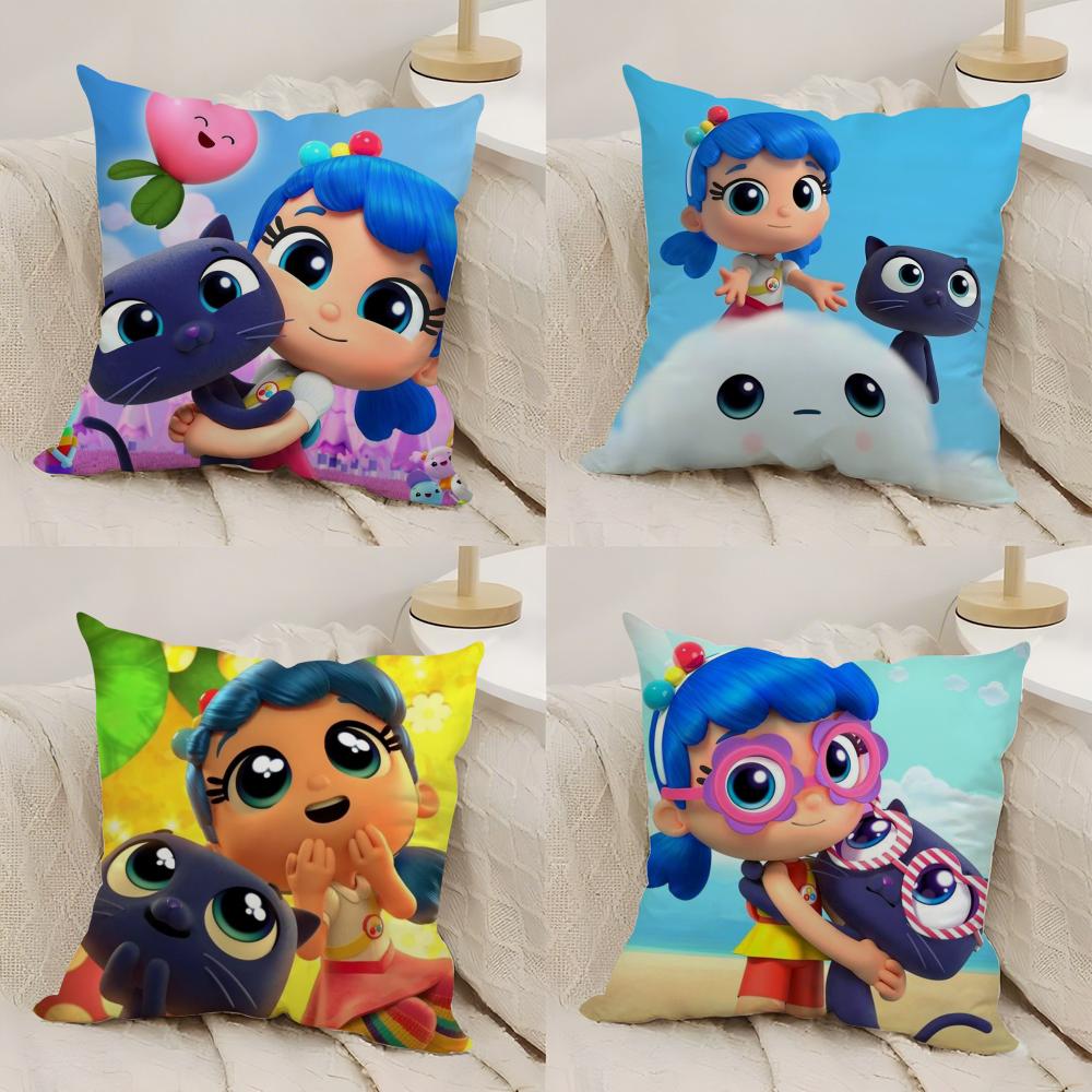 True R-Rainbow Kingdom Cushion Cover Silky Short Plush Double-Sided Printed Pillow Case for Sofa All Seasons Home Decor Gift