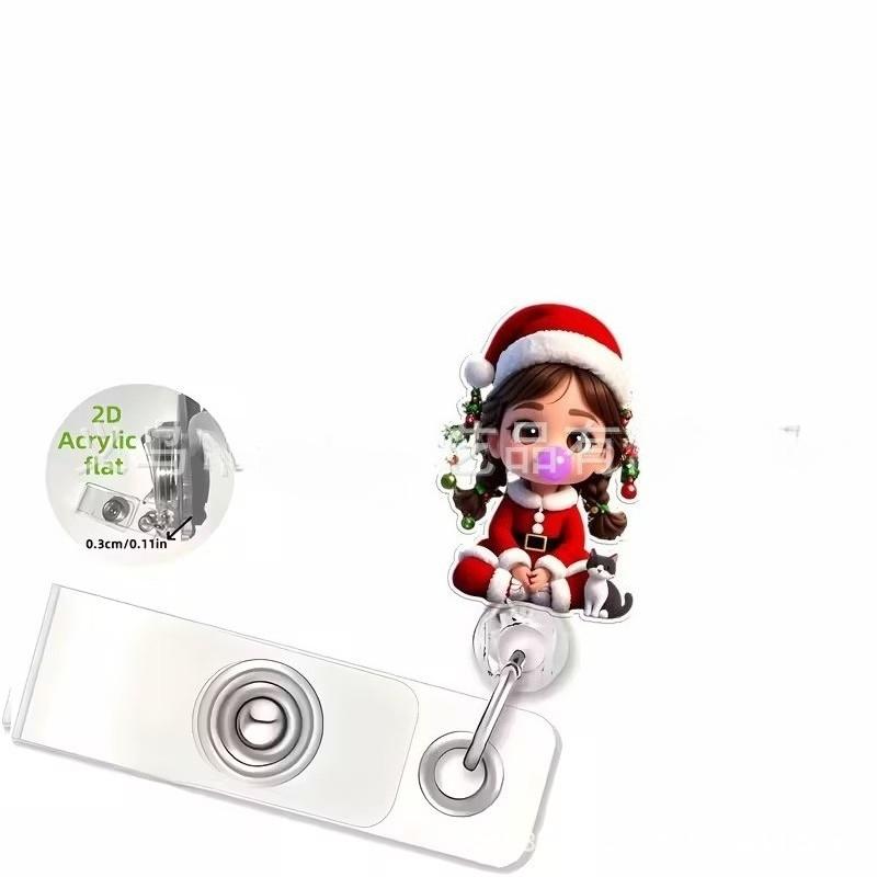 1pc Nurse Themed Retractable Badge Reel Acrylic ID Holder Clip for Hospital Office School Workers