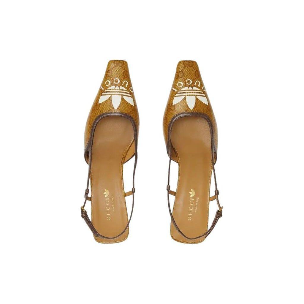 Adidas Originals Open-Back Buckle Asymmetrical Heeled Sandals Women Footwear Brown 702173 UVS10 7160