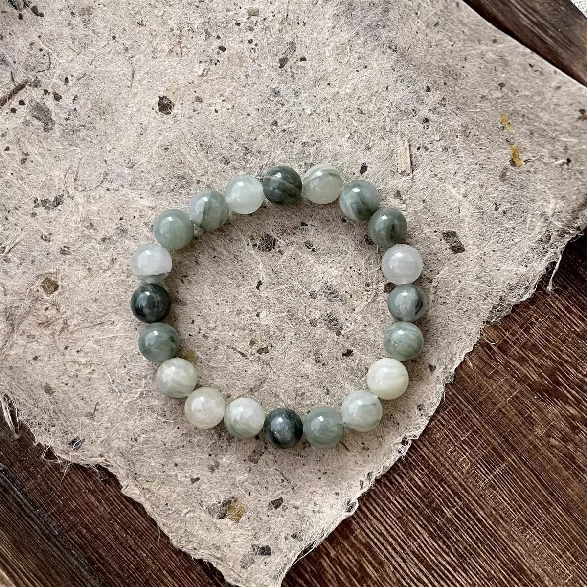 Браслет для пары унисекс «Ретро-зеленый амфибол из камня Чистый Весенний»