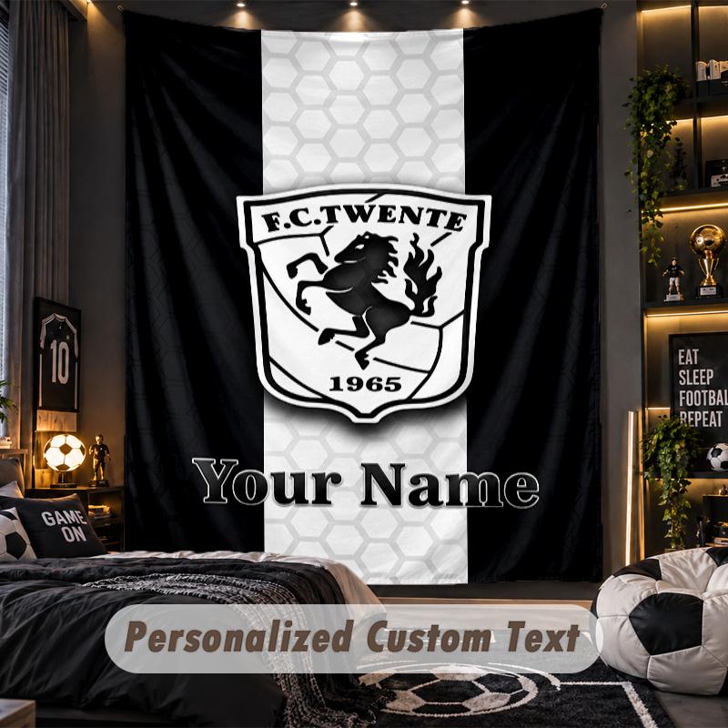 Wandteppich FC Twente Benutzerdefinierter Name Text Personalisierter Wandbehang Teppich Heimwanddekoration