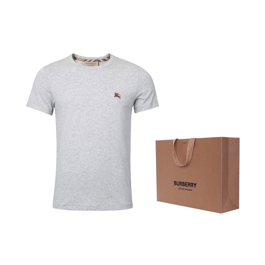Burberry Men War Horse Embroidered Round Neck Short Sleeve T-shirt Grey 80038301