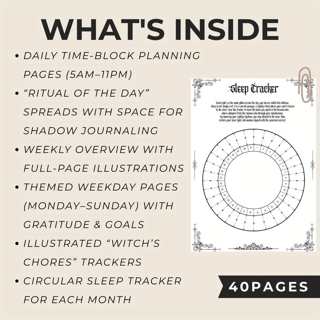 Witch-themed Project Notebook Daily Organizer With Ritual Tips Lunar Astrology Spiral Notebook