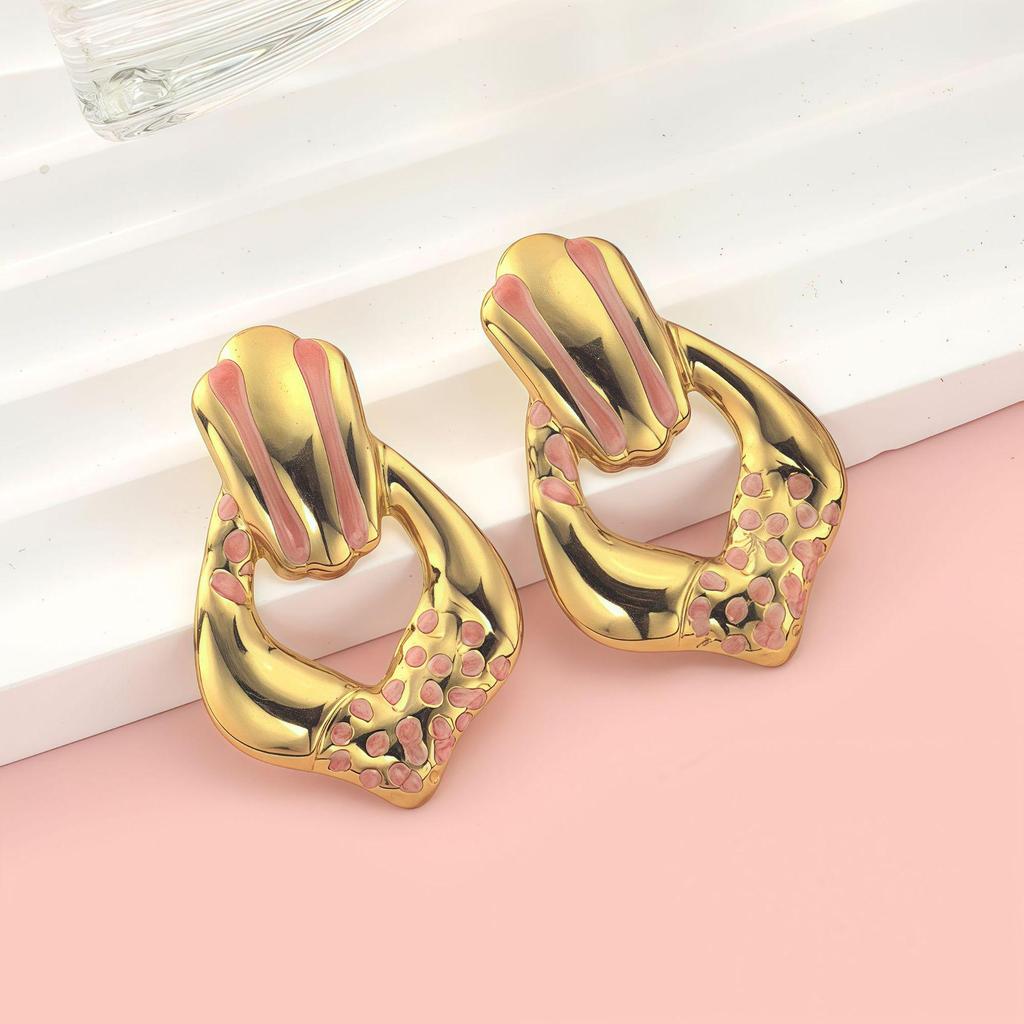 European Geometric Personality Earrings - Small, Exaggerated Styles In Light Luxury Stainless Steel Studs