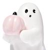 Halloween Ghost Figurine Cute Small Ghost Holding Bat/Pink Pumpkin Statue Resin Tabletop Ornament for Bookshelf Bedroom Home Decor