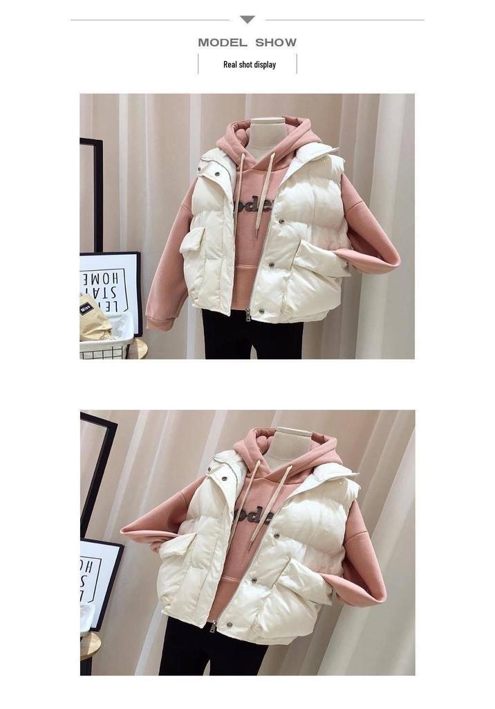 Women's Plus Size Loose Fit Short Down Cotton Vest - Versatile Autumn/Winter 2024 Jacket