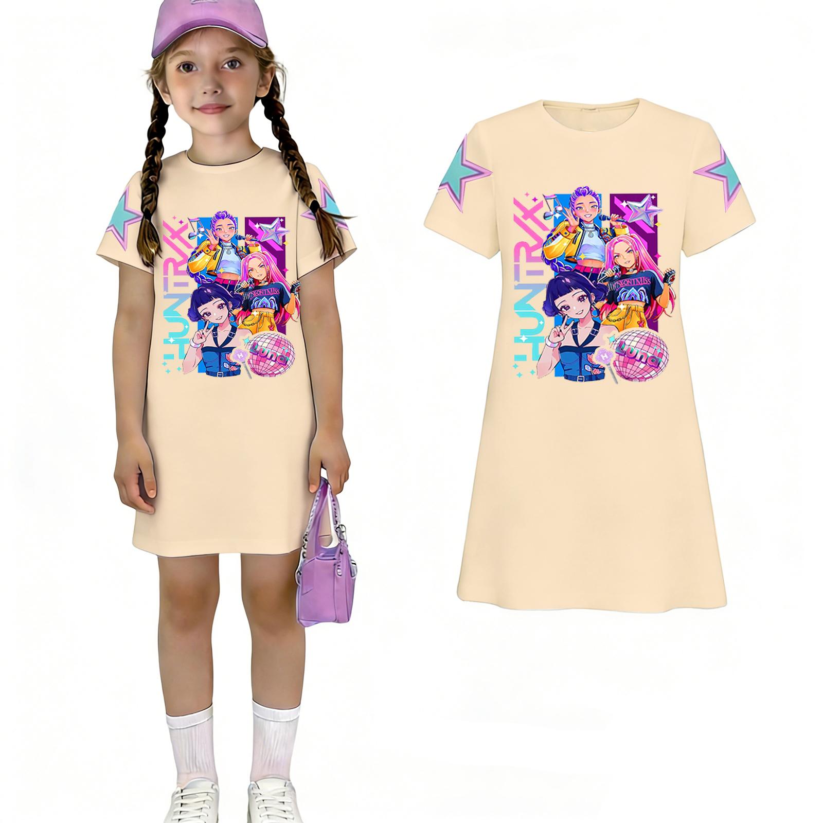 Children s Casual Round-neck Pullover Short-sleeved Dress 100