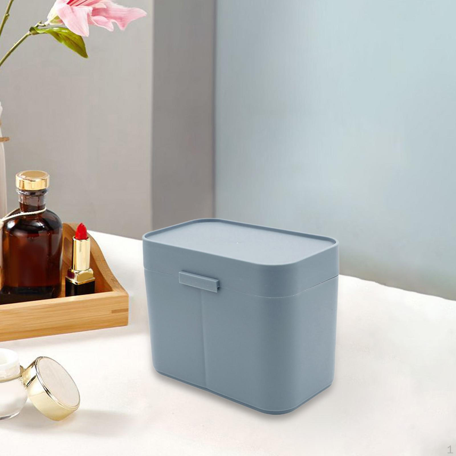 

Держатель ватных шариков и тампонов. Контейнер для косметических подушечек с крышкой. Коробка для хранения шариков. синий