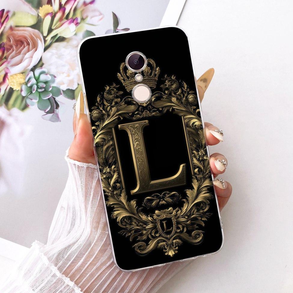 For Redmi 5 Case Cover Transparent Luxury Crown A-Z Letters 2D Flat Pattern Soft Casing For Redmi MDG1 MDI1
