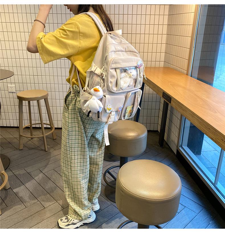 Sac à dos Campus Dessin Animé Transparent: Grande Capacité & Design Mignon pour Étudiants