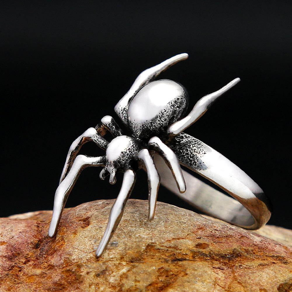 Anello Design Ragno Stile Gotico Unisex Anelli per Coppia Moda Halloween Acciaio Inossidabile Fascia