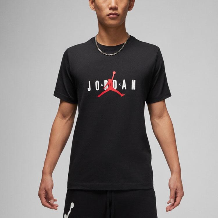 Jordan American Retro Letter Airman Logo Print Round Neck Casual Short Sleeve T-Shirt Men Tops Black DM1463-010