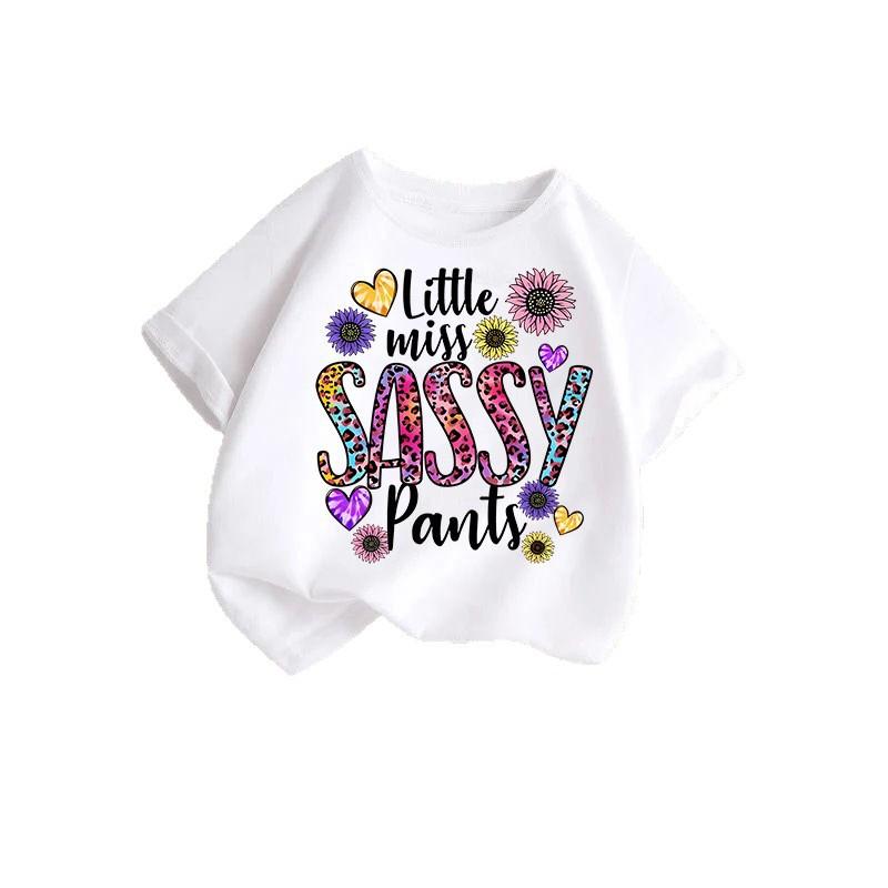 Girls' Fashionable Short-sleeved T-shirt For Summer, Children's Casual Loose Top