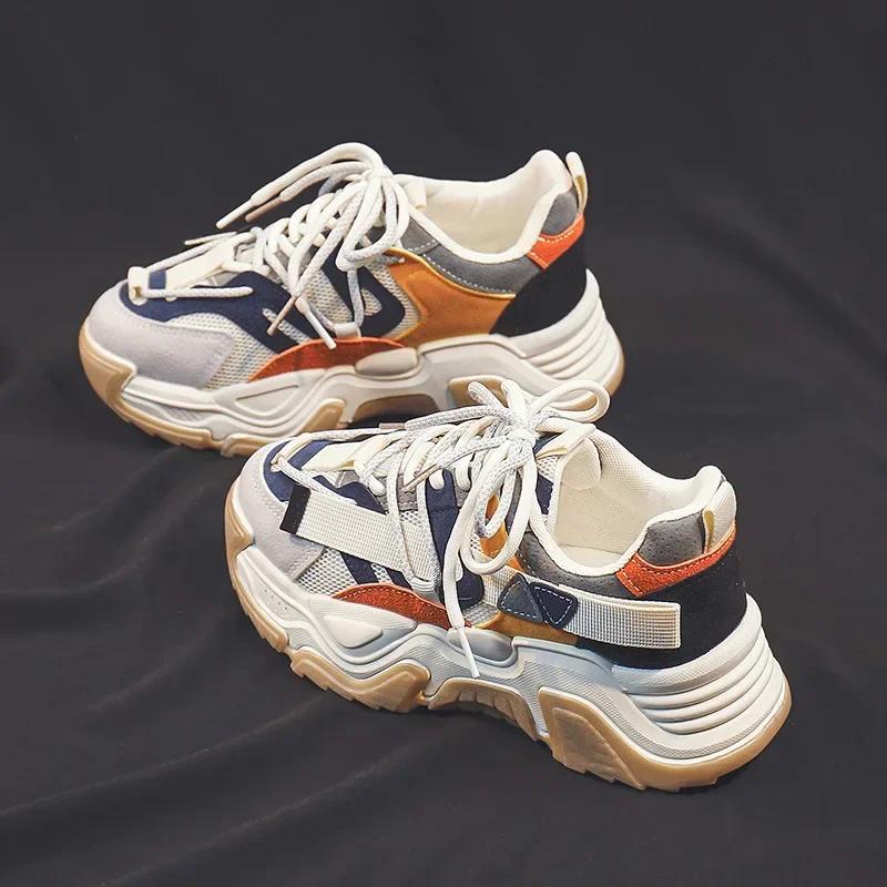 

мода Женская мода дышащая сетчатая платформа кроссовки женские повседневные вулканизированные туфли на шнуровке спортивные легкие туфли кроссовки 35 бежевый