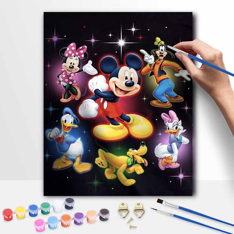 Disney Mickey Mouse Minnie Donald Daisy Goofy Pluto oil painting art kit handmade diy home decorations 20x30cm