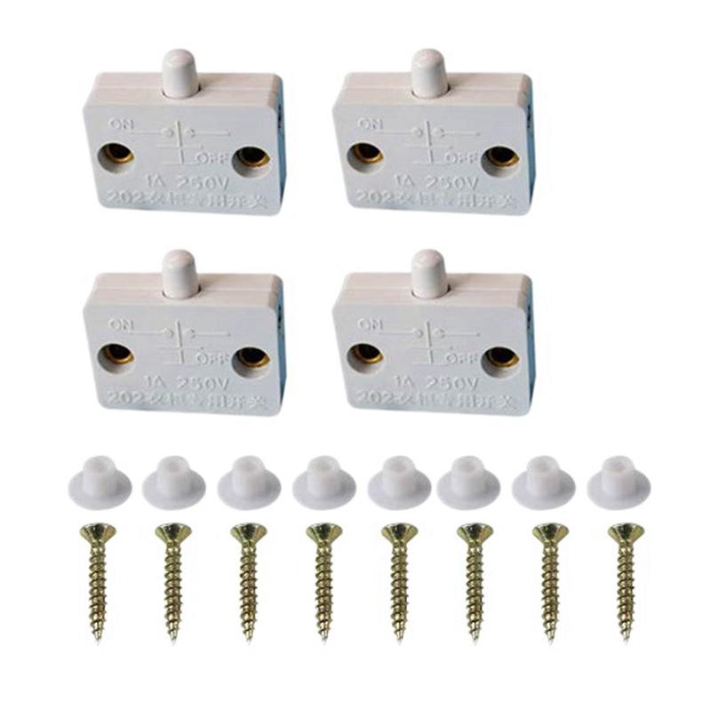 

2025 Trend 4 Pcs Cabinet Door Switch Cabinet Lamp Switch Drawers Open On Close Door Applicable To 12V 24V 110V белый