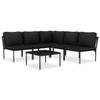 VidaXL Garden Lounge Set 6 Pcs with Cushions Black PVC