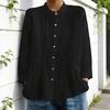 Women Shirt Pure Color Stand Collar Long Sleeve Single-Breasted Button Casual Tops Work