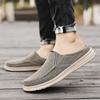 Men Khaki Sandals Slip On Slippers Casual Canvas Shoes Summer Cloth Shoes for Farther Plus Size Lightweight
