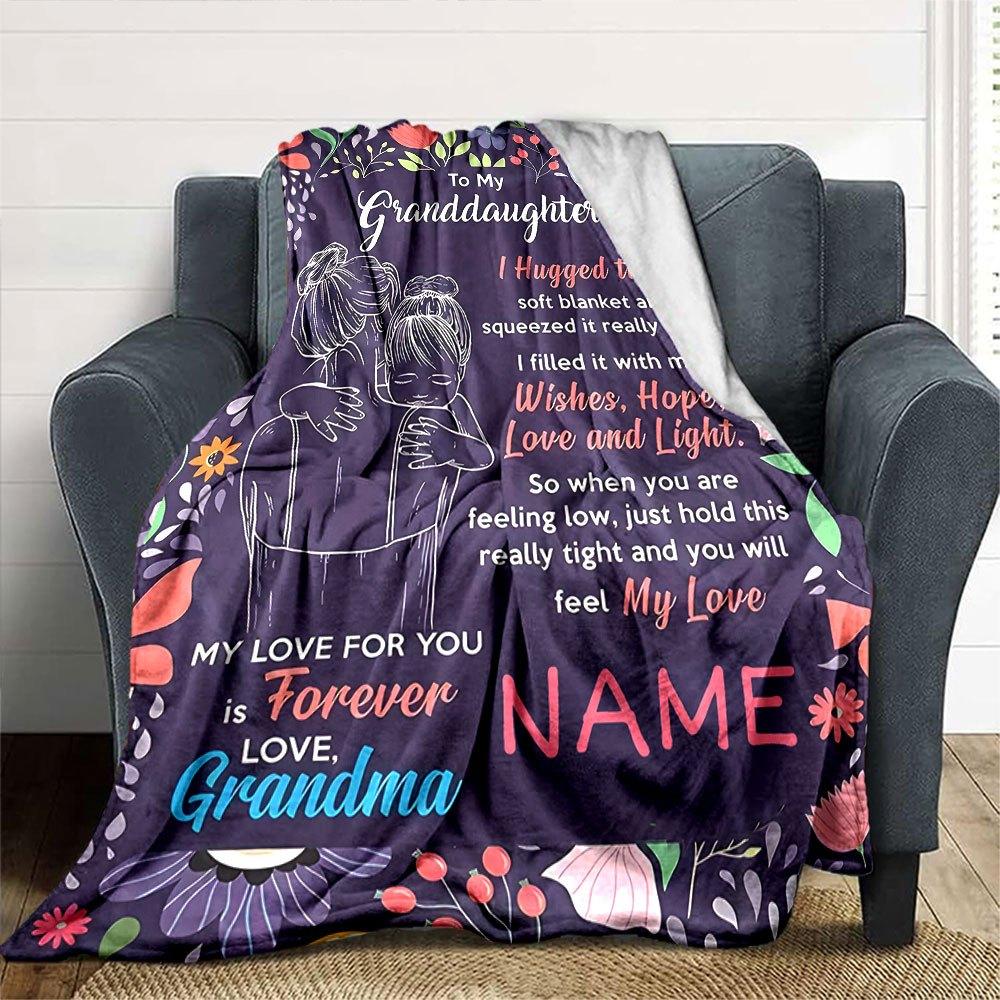 To My Granddaughter Home Customize Your Name Blankets Soft Comfortable Lightweight Allseason Multiuse Throw Blanket For Couch Office Bed Living Room