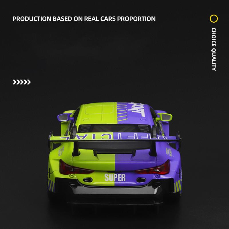 1/24 BMW M4 GT3 Alloy Sports Car Model Diecasts Metal Racing Car Vehicles Model Simulation Sound Light Collection Kids Toys Gift