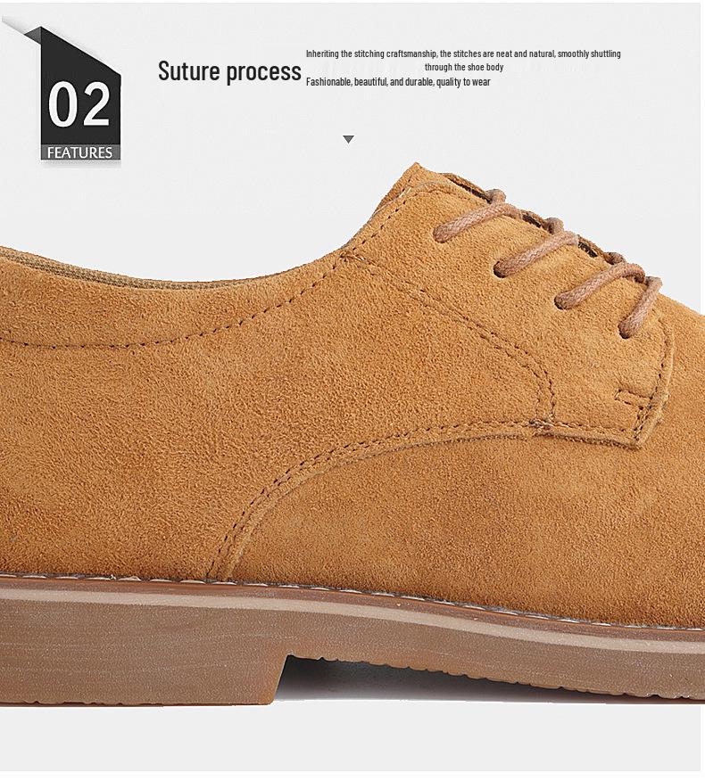 Plus Size Men's Hand-stitched Leather Martin Boots: British Style, Low-top Lace-up Casual Work Shoes for Autumn.