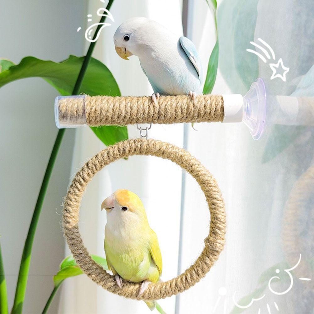 Linen Rope Bird Toy Swing Set Suction Cup Bird Claw Beak Grinding Bar  Climbing Exercise