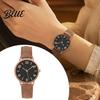 Alloy Case Watches Women Faux Leather Strap Watch Round Dial Quartz Casual Formal Wristwatch Ladies Wristwatch Gifts for Her