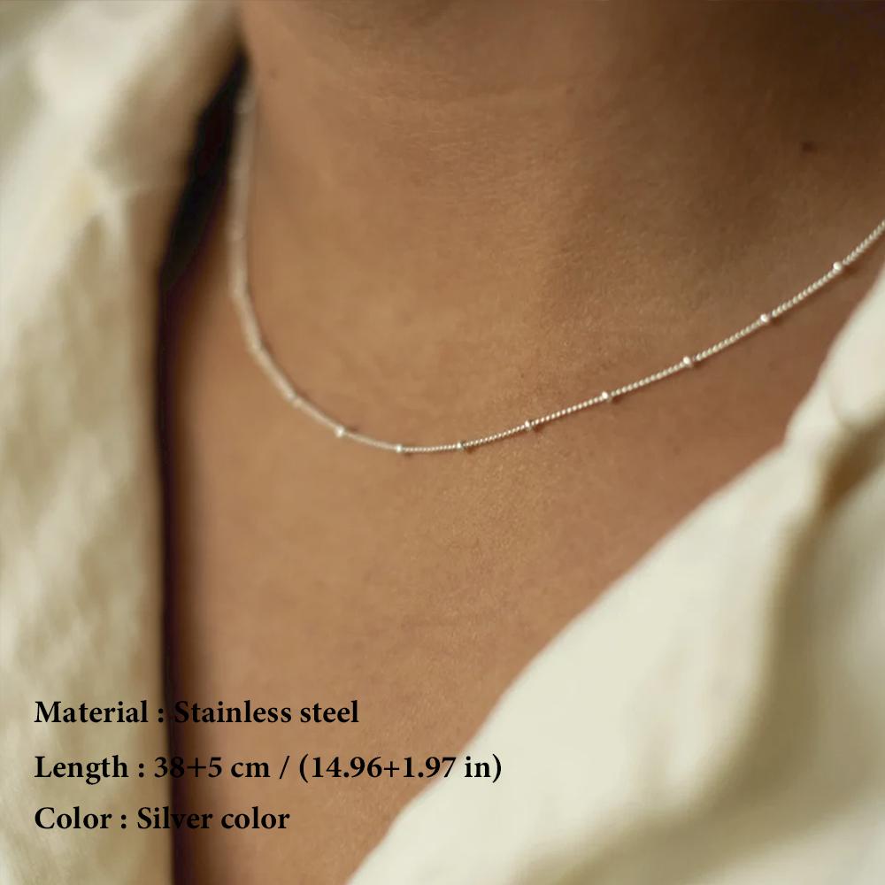 SUNIBI Stainless Steel Chain Necklace for Women Gold Color Thin Choker Bead Chain Necklace Jewelry Wholesale Dropshipping
