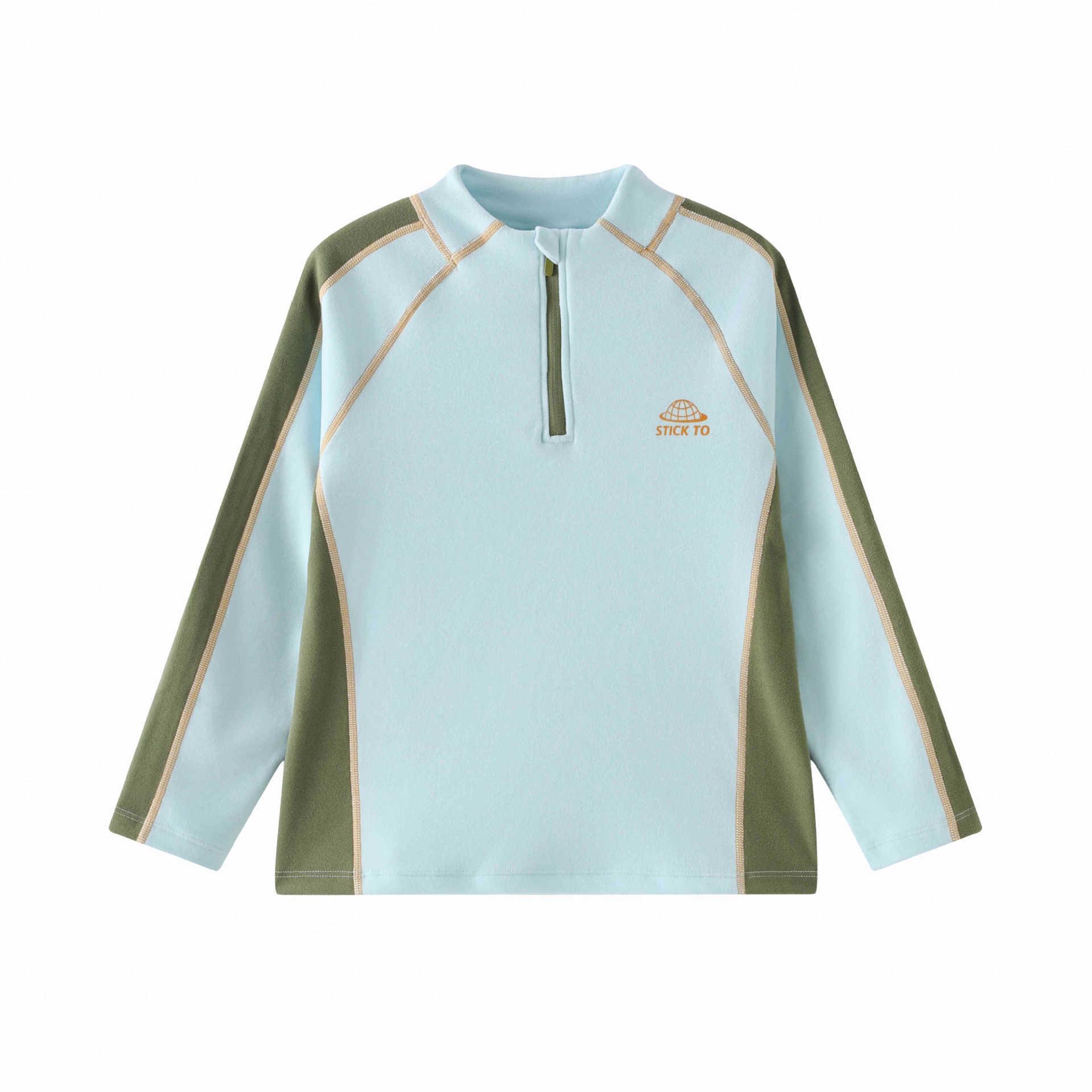 

2025 Осень/Зима Топ с длинным рукавом в стиле колор-блок для девочек - Модная повседневная футболка 140 озеро синий